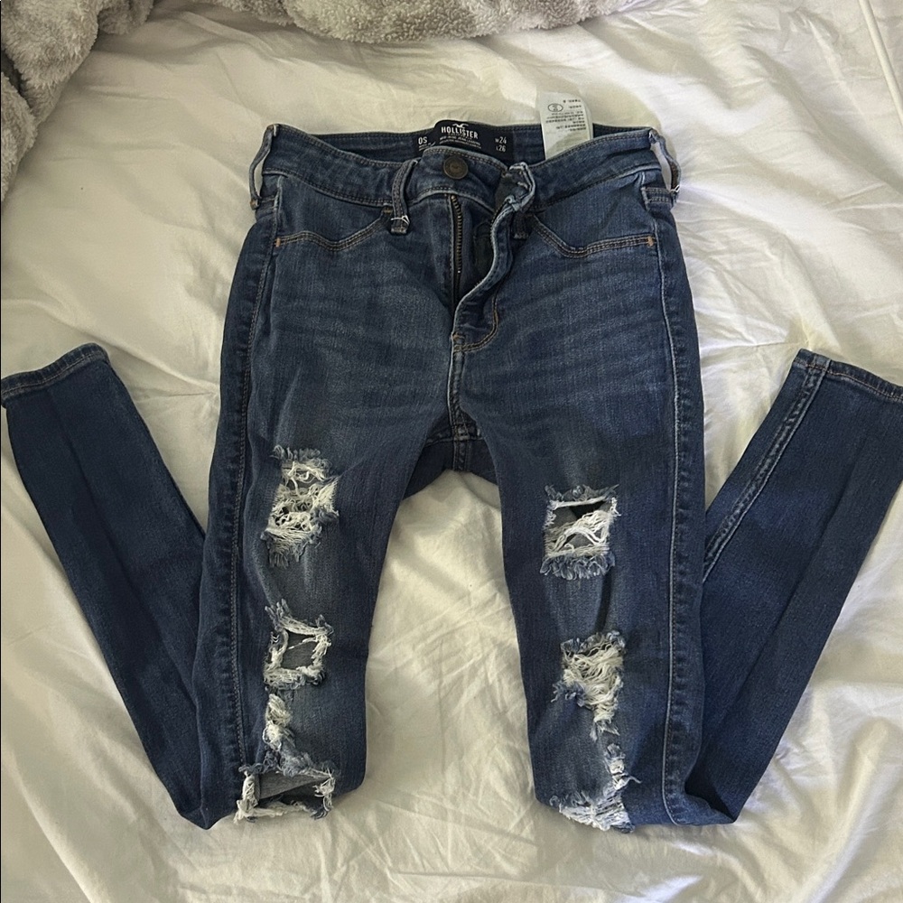 Hollister Dark Blue Ripped Skinny Jeans